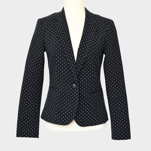 BANANA REPUBLIC Women's Single button Polka dot Blazer Black Size 2 - Picture 1 of 10